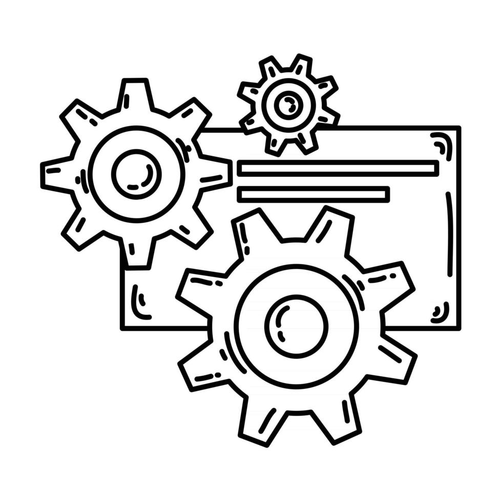 sistema di commercio elettronico. set di icone disegnate a mano, contorno nero, icona scarabocchio, design icona vettoriale. vettore