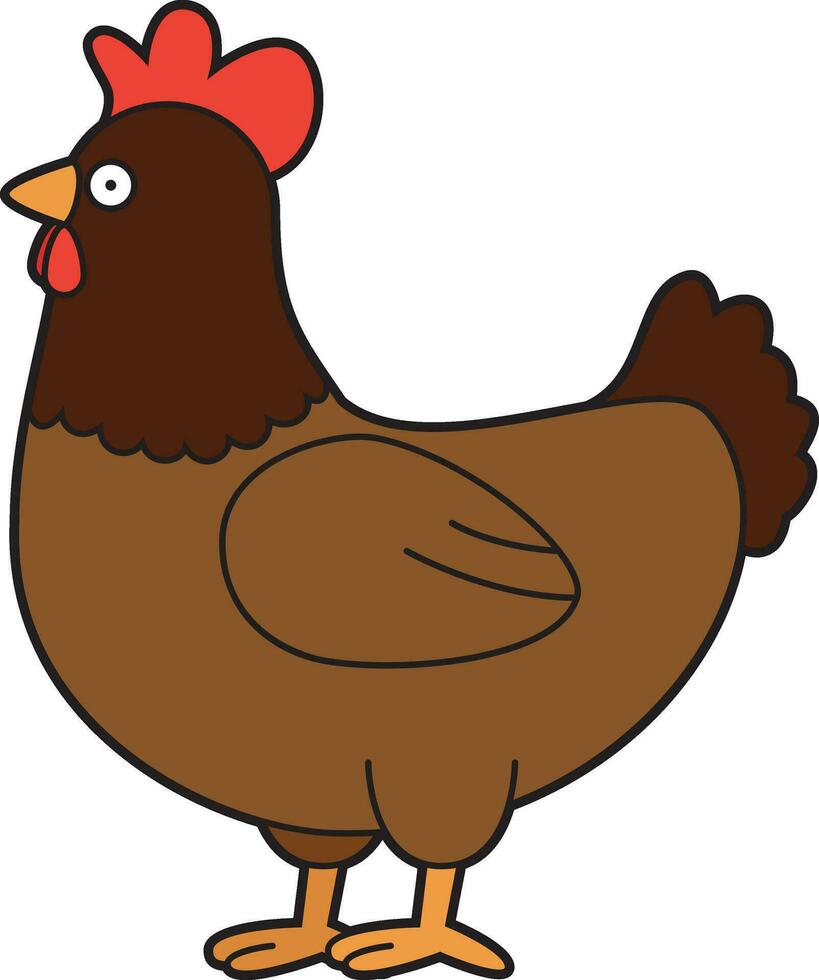 carino cartone animato vettore illustrazione di un' Marrone pollo