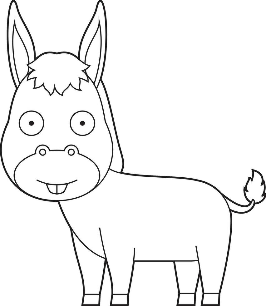 facile colorazione cartone animato vettore illustrazione di un' asino