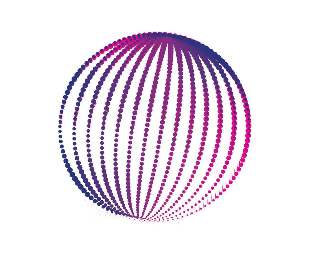 un' viola e rosa sfera con un' linea modello, punto CMYK nero pendenza simbolo logotipo circolare forma spirale mezzitoni cerchio il giro astratto cerchio vettore
