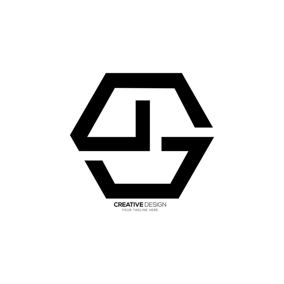 lettera gg esagonale forma moderno creativo poligono linea arte monogramma logo vettore