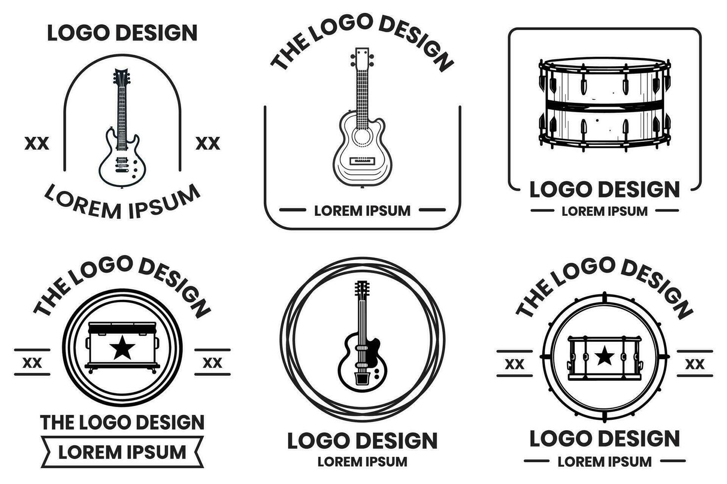 musicale strumento logo nel piatto linea arte stile vettore