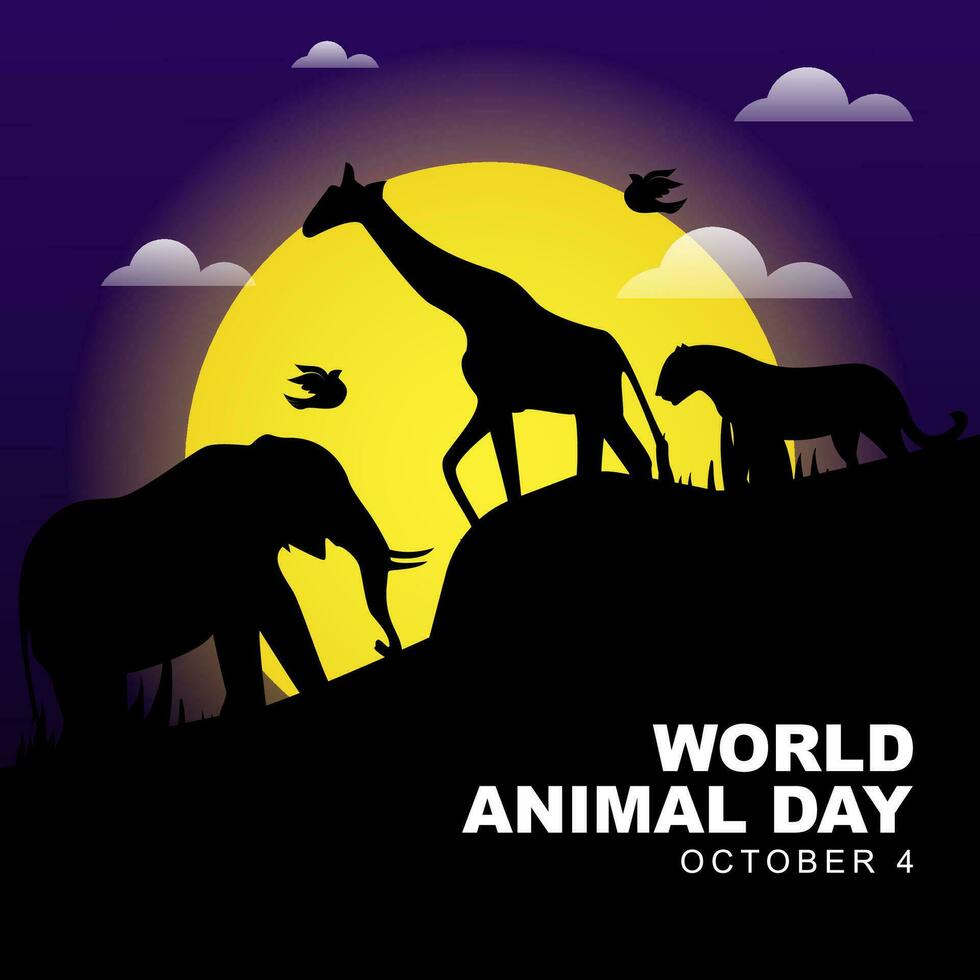 mondo animale giorno è celebre ogni anno su ottobre 4. mondo animale giorno saluto carta design. vettore illustrazione