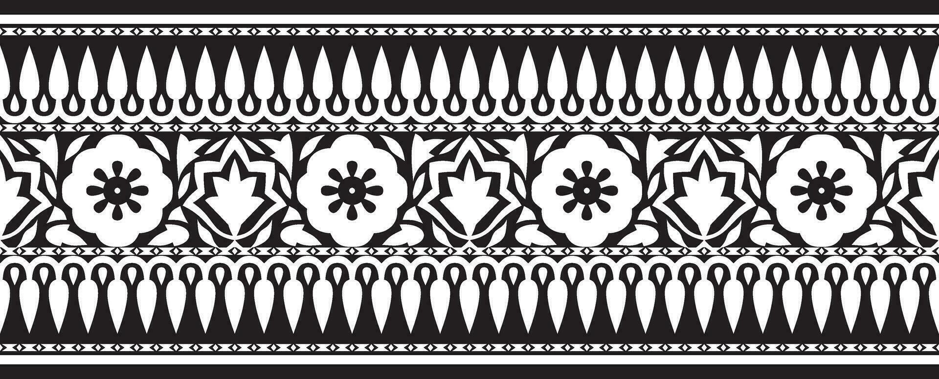 vettore senza soluzione di continuità nazionale indiano ornamento. monocromatico nero infinito confine, telaio