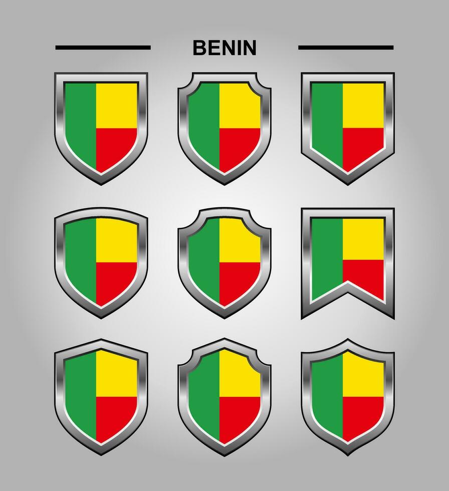 benin nazionale emblemi bandiera con lusso scudo vettore