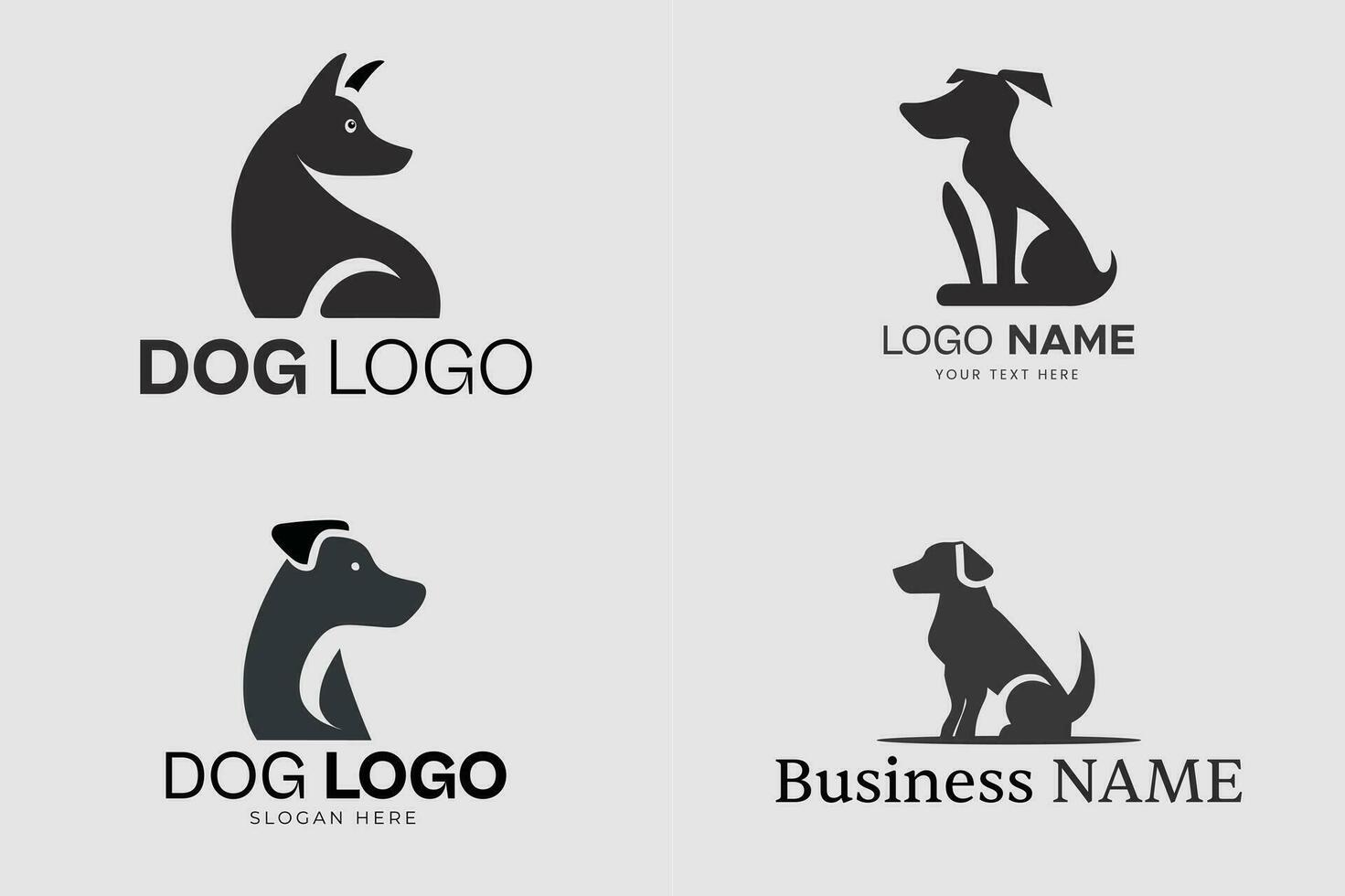 nero e bianca cane silhouette logo disegno, vettore cane loghi