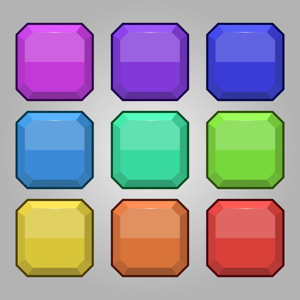 set di icone per elementi di gioco isometrici, illustrazione vettoriale isolata colorata di pulsanti vuoti ottagonali per concetto di gioco piatto astratto abstract