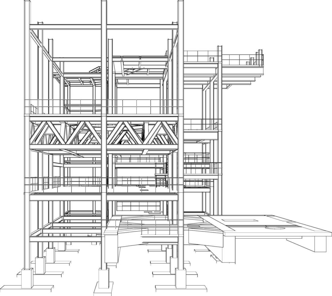 3d illustrazione di industriale edificio vettore