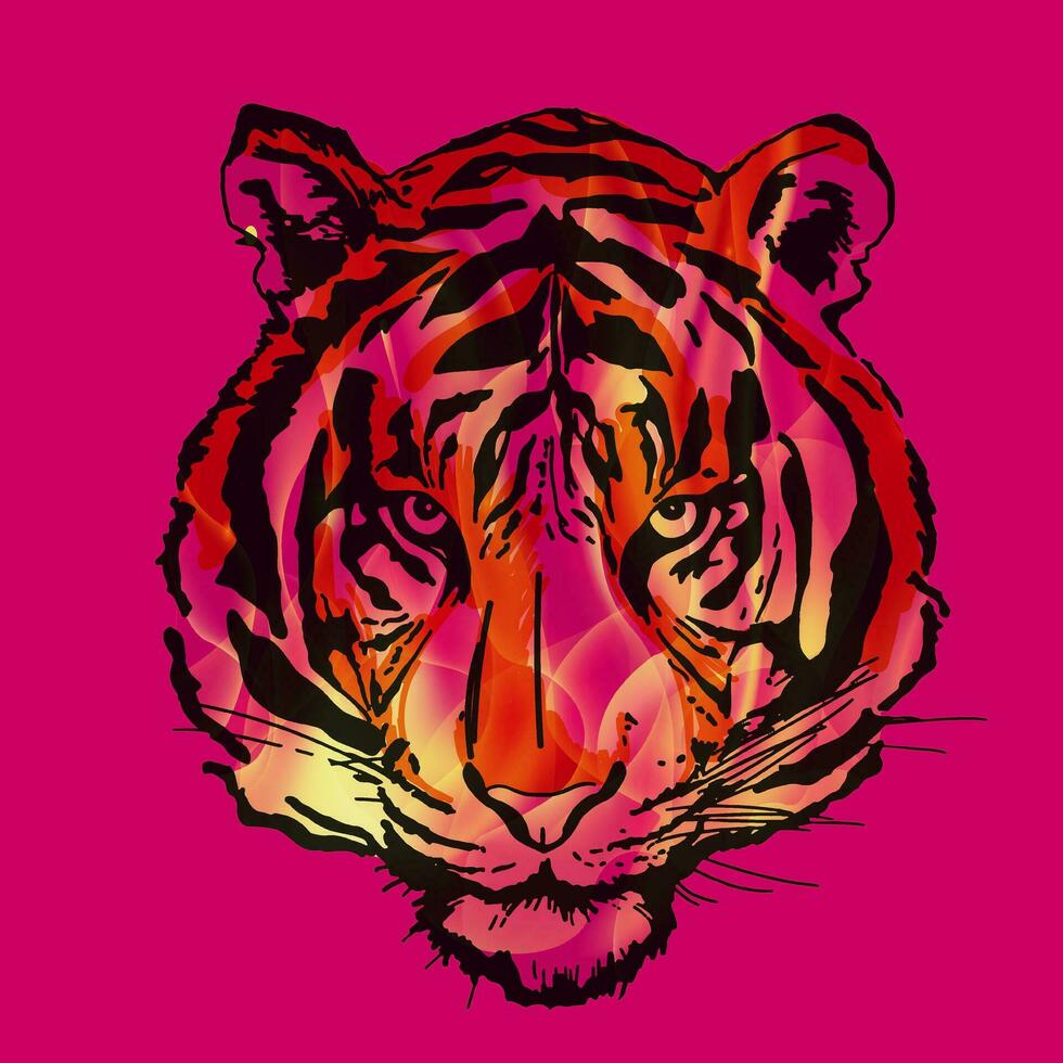 tigre su fuoco Vintage ▾ logo design vettore