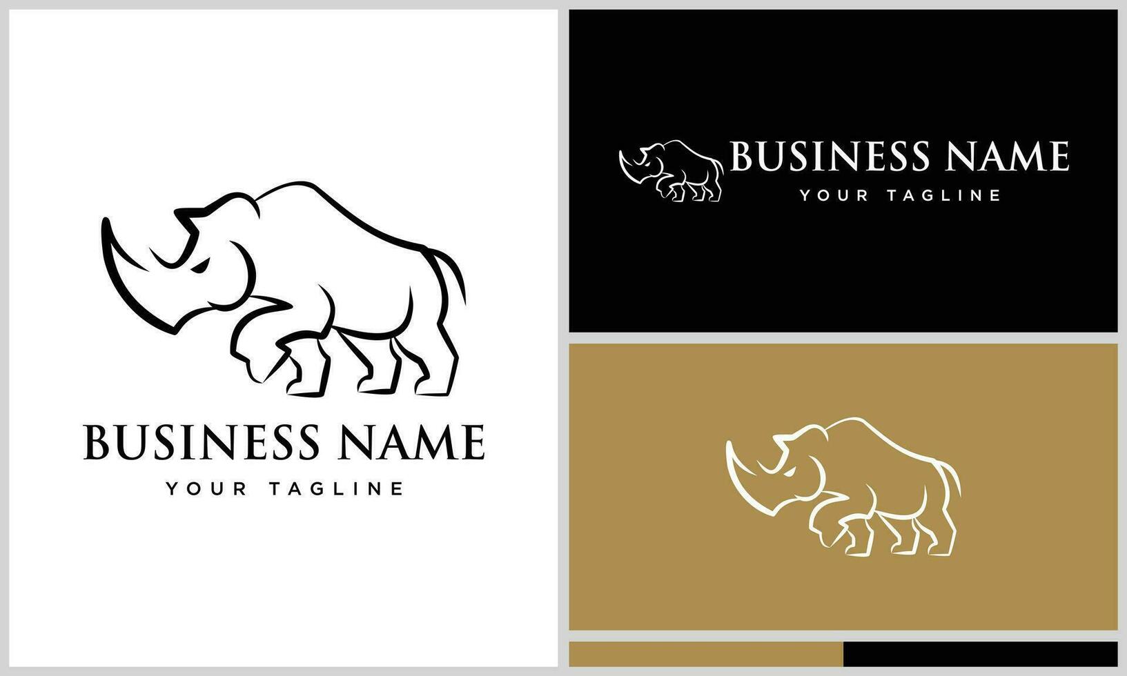 linea arte rinoceronte logo design vettore
