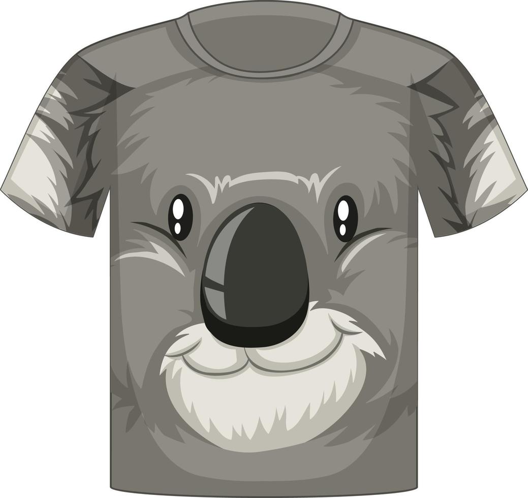 parte anteriore della t-shirt con motivo a faccia di koala vettore