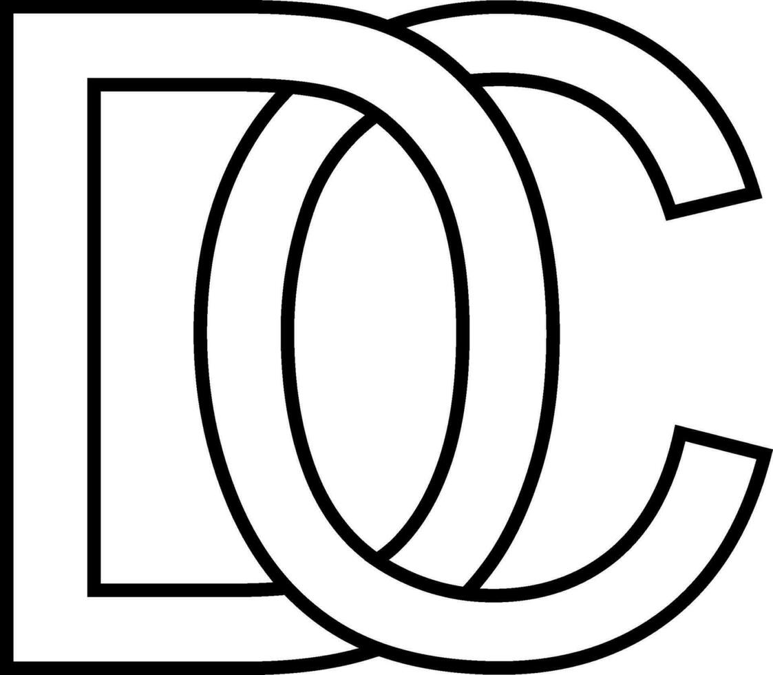 logo cartello dc CD, icona cartello intrecciato, lettere d c vettore