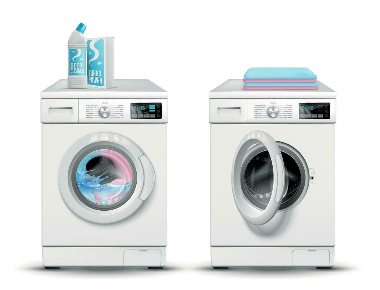 moderno lavaggio macchina impostato vettore