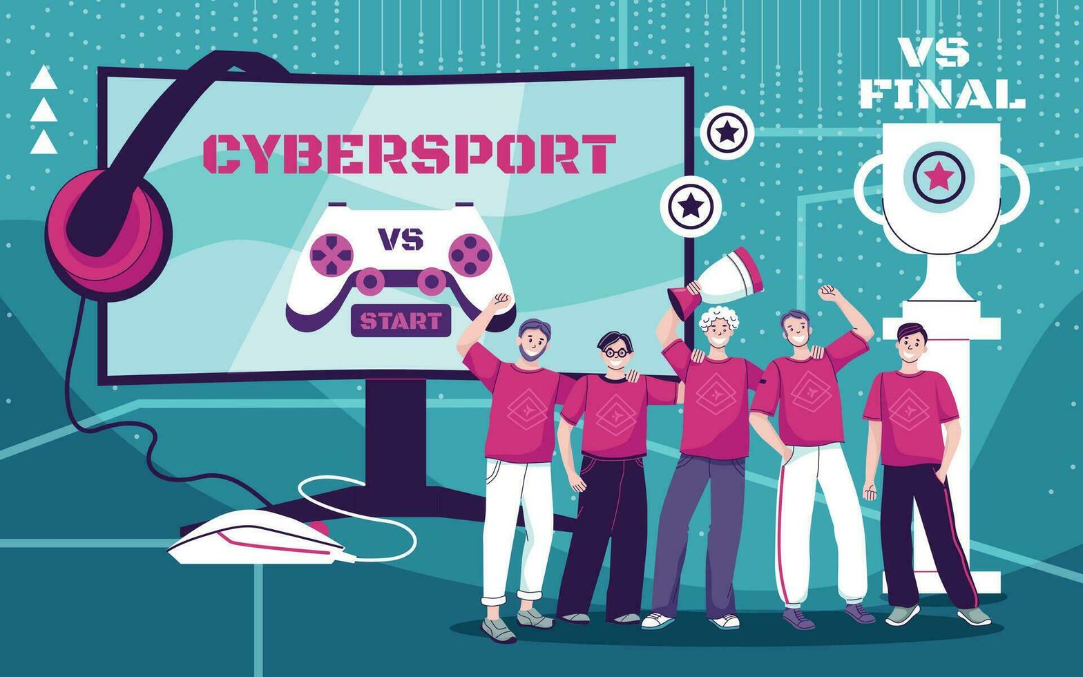 cybersport collage illustrazione vettore