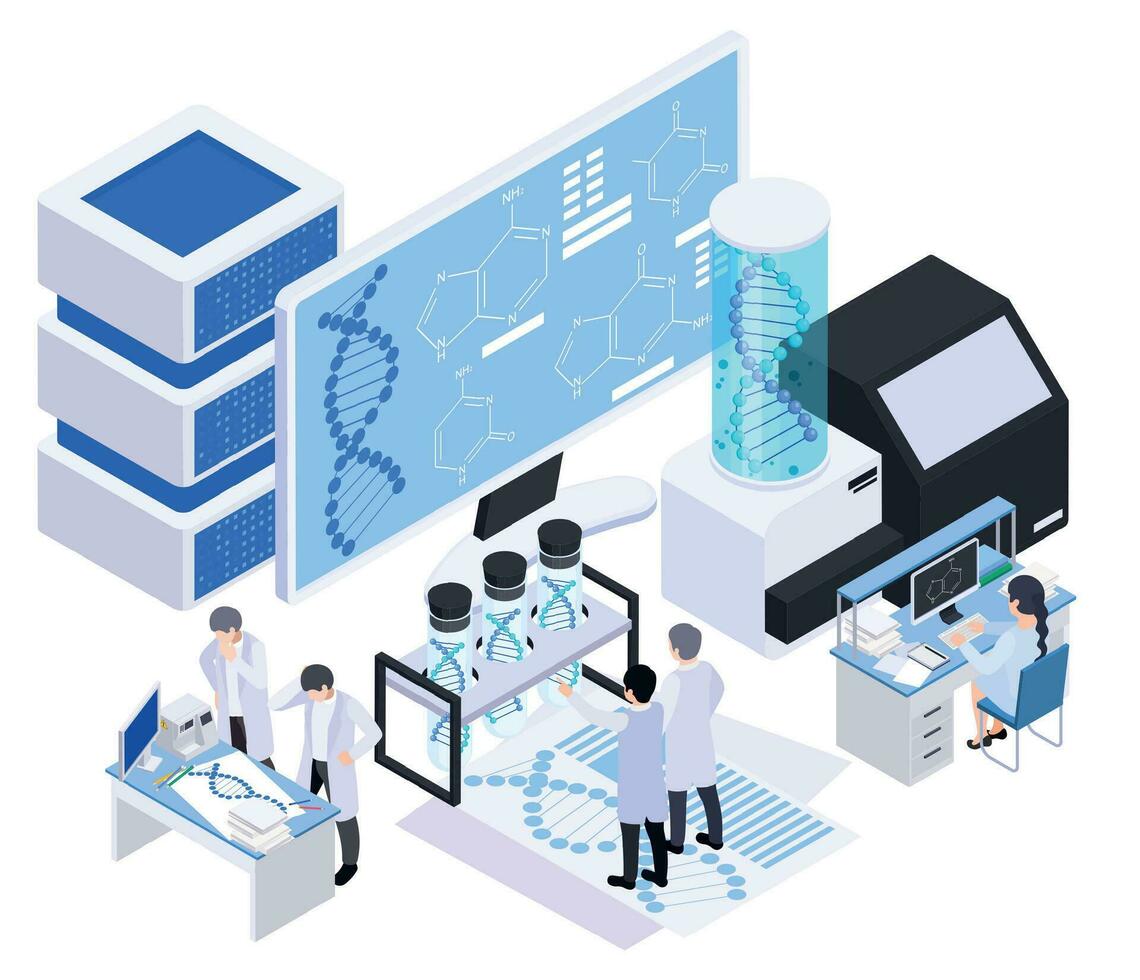 computer biotecnologia isometrico composizione vettore