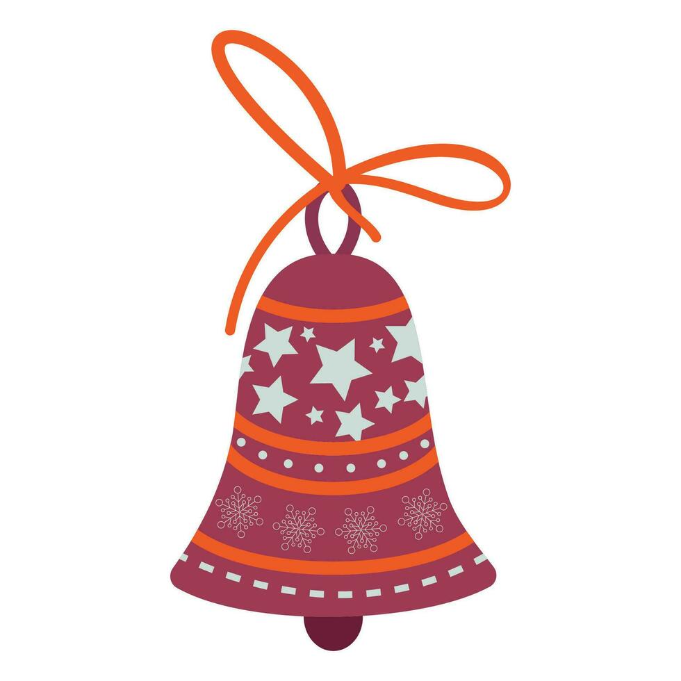 tintinnio campane e rosso nastro. concetto allegro Natale, contento nuovo anno. cartone animato piatto design. vettore illustrazione.