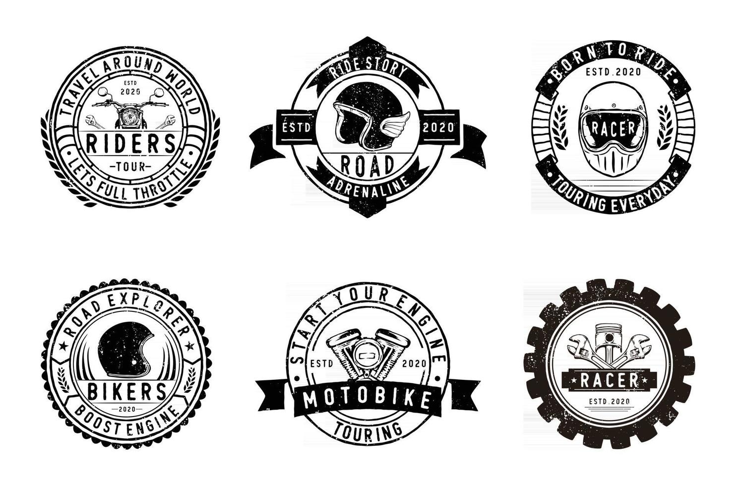 distintivi del club di moto d'epoca vettore