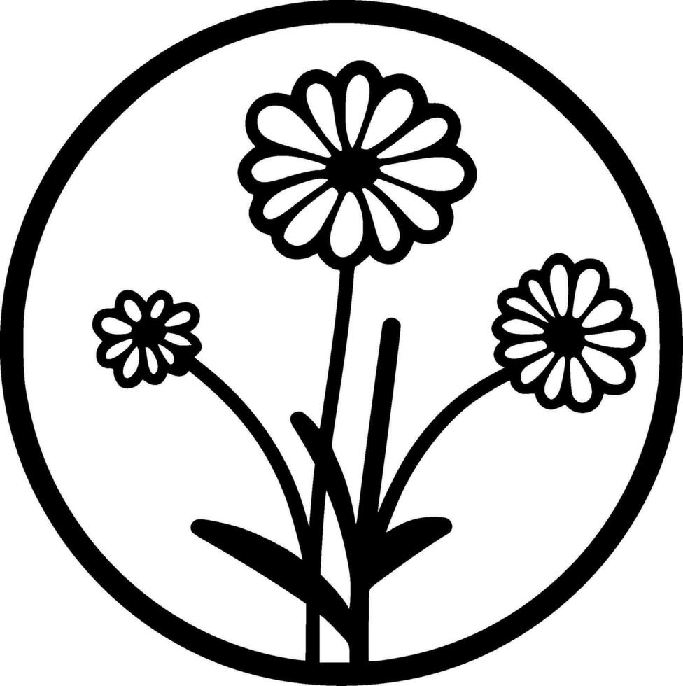 Fiore di campo - minimalista e piatto logo - vettore illustrazione