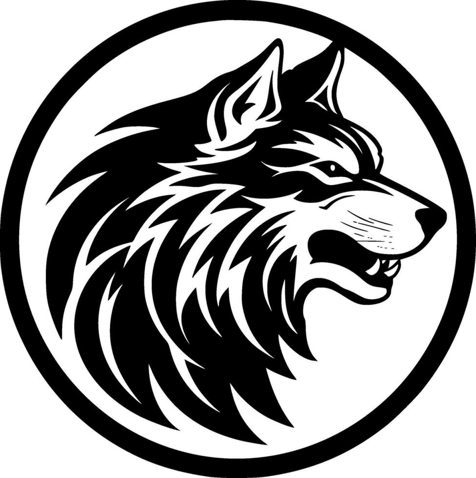 lupo, nero e bianca vettore illustrazione