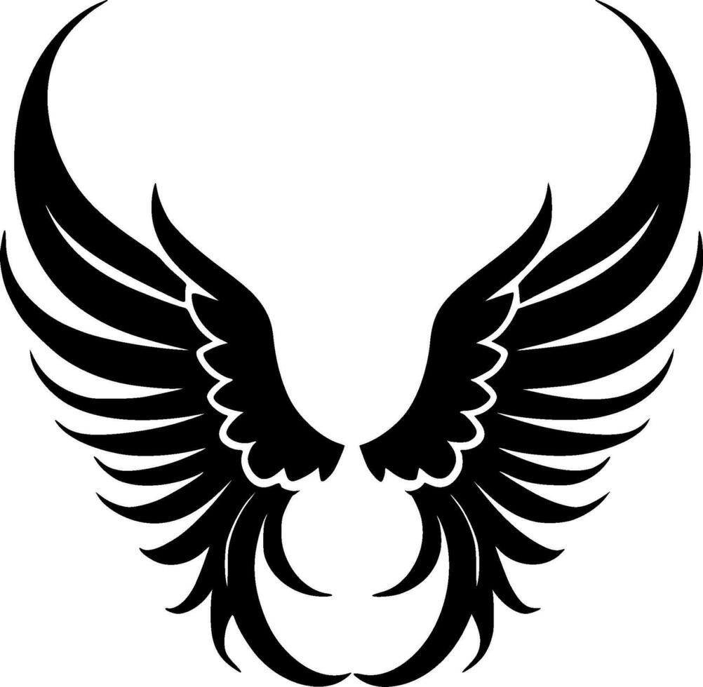 angelo Ali - nero e bianca isolato icona - vettore illustrazione