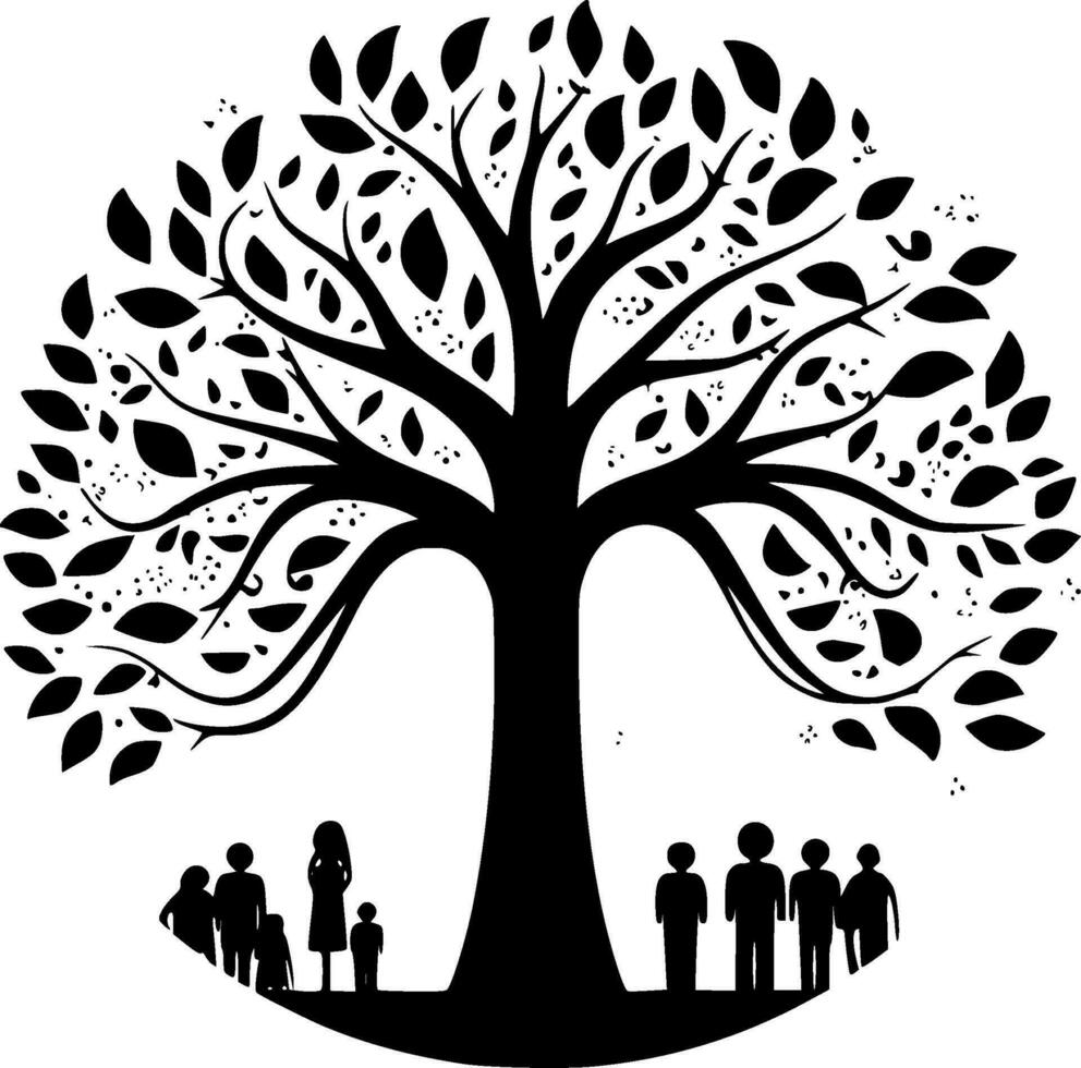 famiglia albero - minimalista e piatto logo - vettore illustrazione