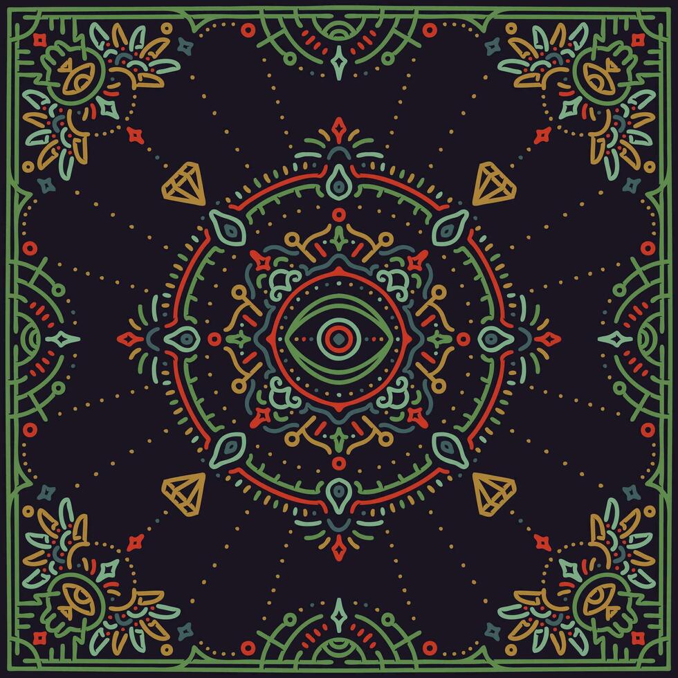 il occhio di Horus monoline colorato Vintage ▾ modello bandana design vettore