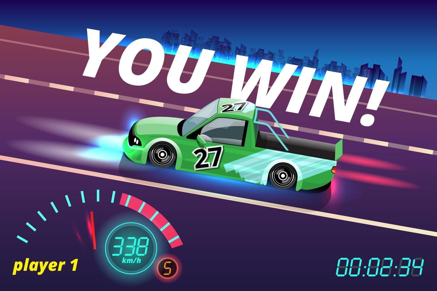 gioco di corse automobilistiche nel menu di visualizzazione giugno per l'aggiornamento delle prestazioni dell'auto del giocatore. vettore