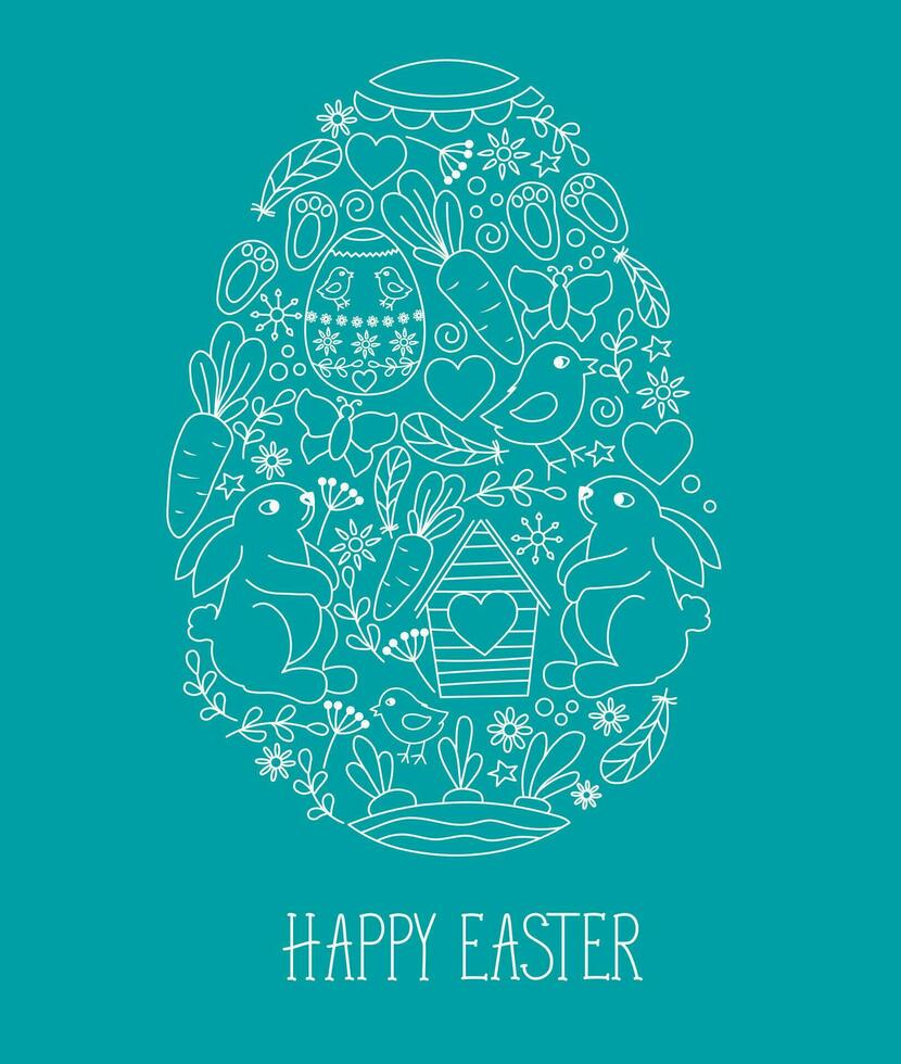 contento Pasqua. un' impostato di vettore Pasqua illustrazioni. Pasqua uova, coniglio. Perfetto per un' manifesto, coperchio, o cartolina. vettore azione illustrazione.