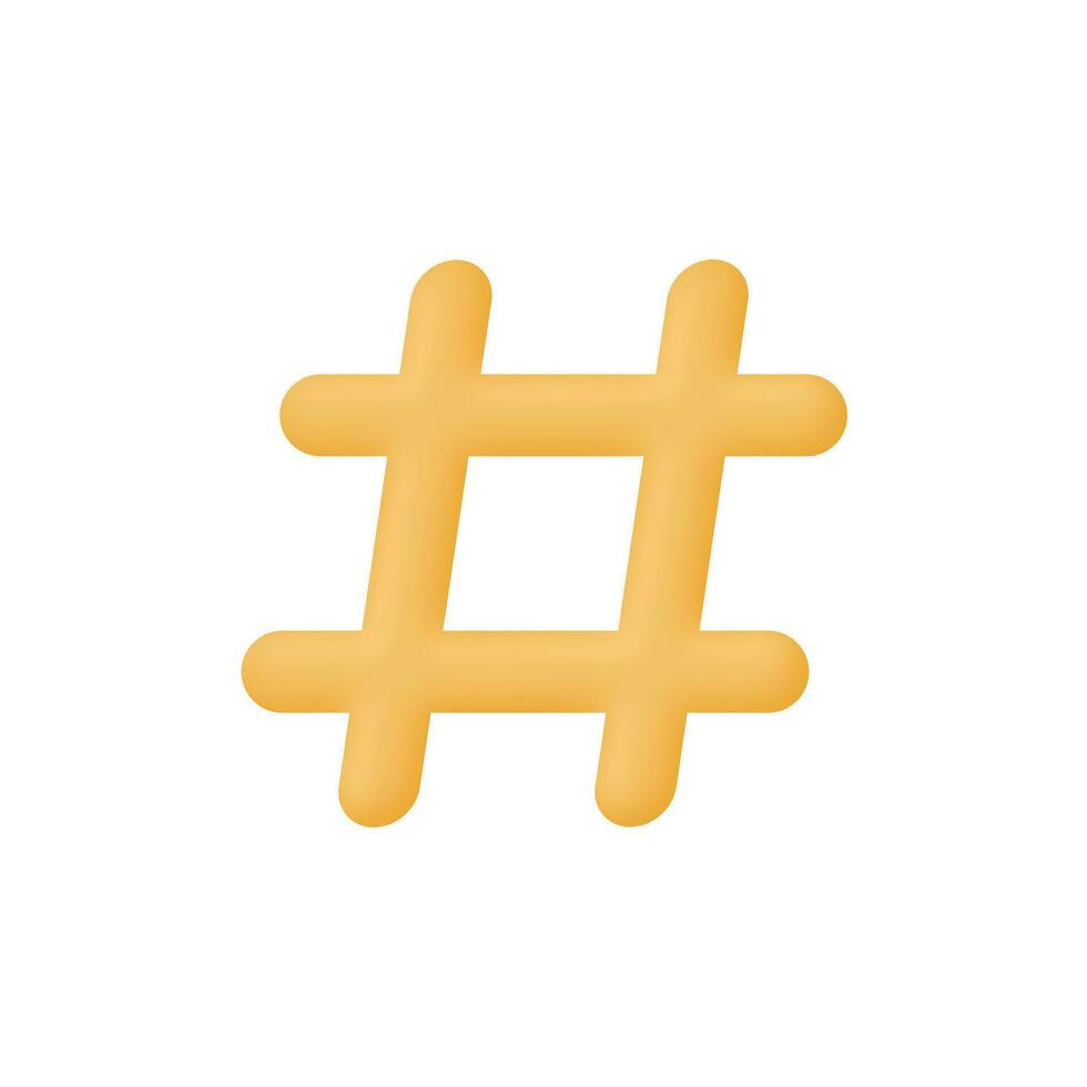 3d realistico simbolo hashtag illustrazione vettoriale. vettore