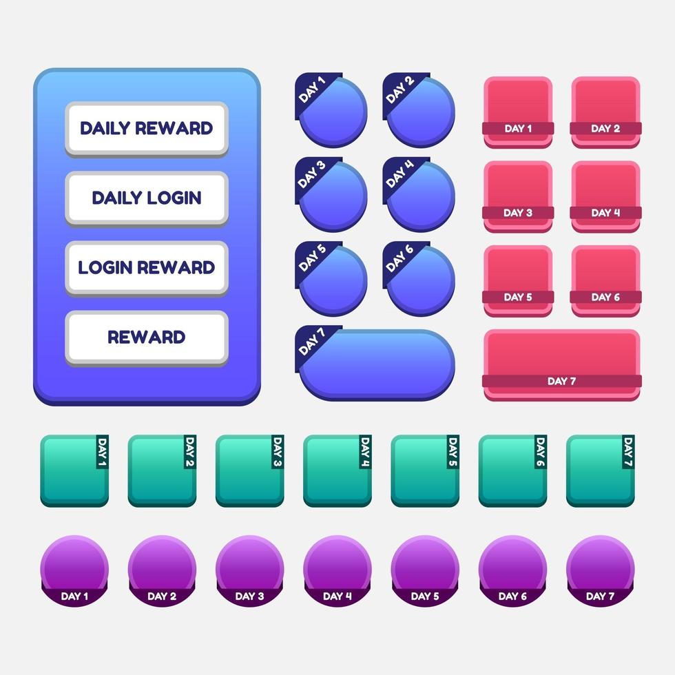 kit gui modello di gioco vettoriale. GUI dell'interfaccia utente grafica di gioco per creare giochi e app web e mobili. vettore