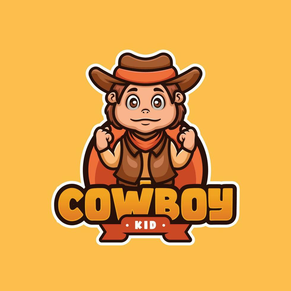 cowboy ragazzo cartone animato portafortuna logo vettore