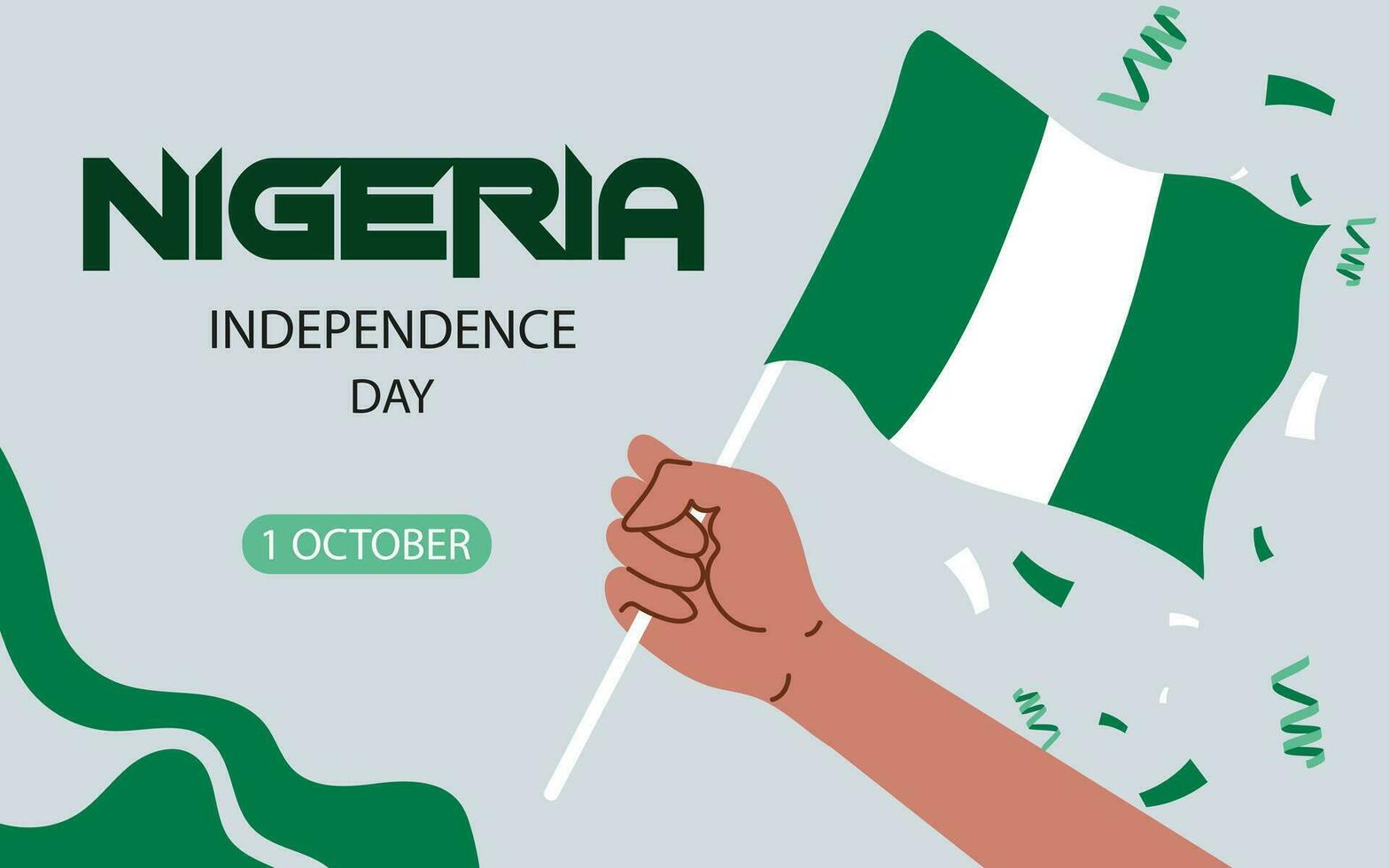 1 ° ottobre contento nazionale giorno Nigeria con agitando bandiera. contento indipendenza giorno Nigeria saluti.vettore illustrazione design. vettore