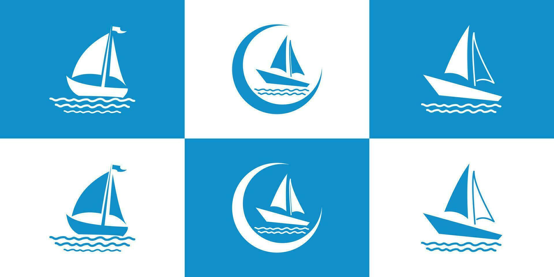 impostato di barca logo collezione con creativo stile premio vettore
