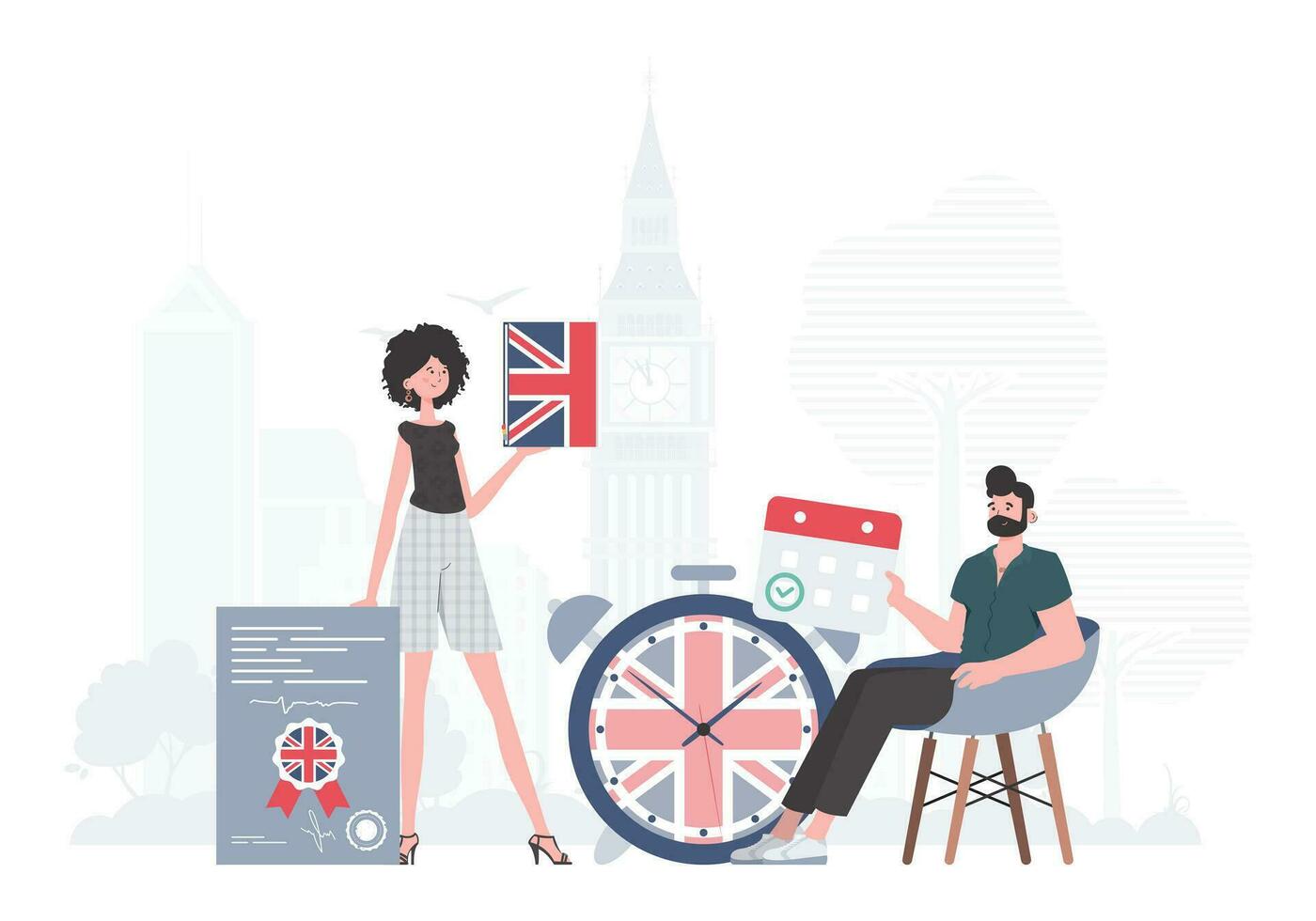 inglese linguaggio squadra. il concetto di apprendimento inglese. di moda stile. vettore. vettore