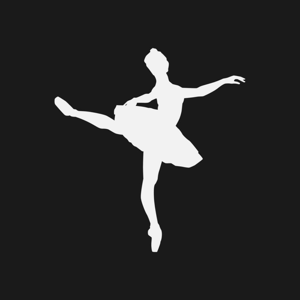 alto dettagli di ballerina silhouette. minimo simbolo e logo di sport. in forma per elemento disegno, sfondo, striscione, sfondo, coperchio, logotipo. isolato su nero sfondo. vettore eps 10