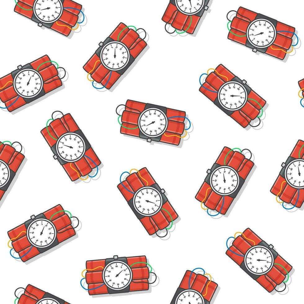 esplosivo dinamite bomba senza soluzione di continuità modello su un' bianca sfondo. dinamite, bomba a mano, e bomba icona vettore illustrazione