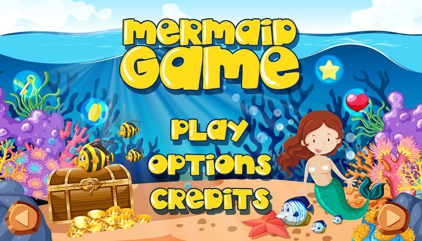 The Mermaid Underwater World Gioco Themplate vettore