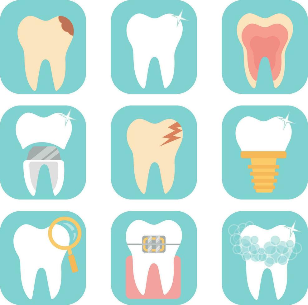 impostato di denti icone vettore