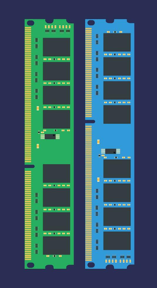 un illustrazione di computer montone casuale accesso memoria, servendo come un' computer memoria icona, contro un' buio sfondo. vettore