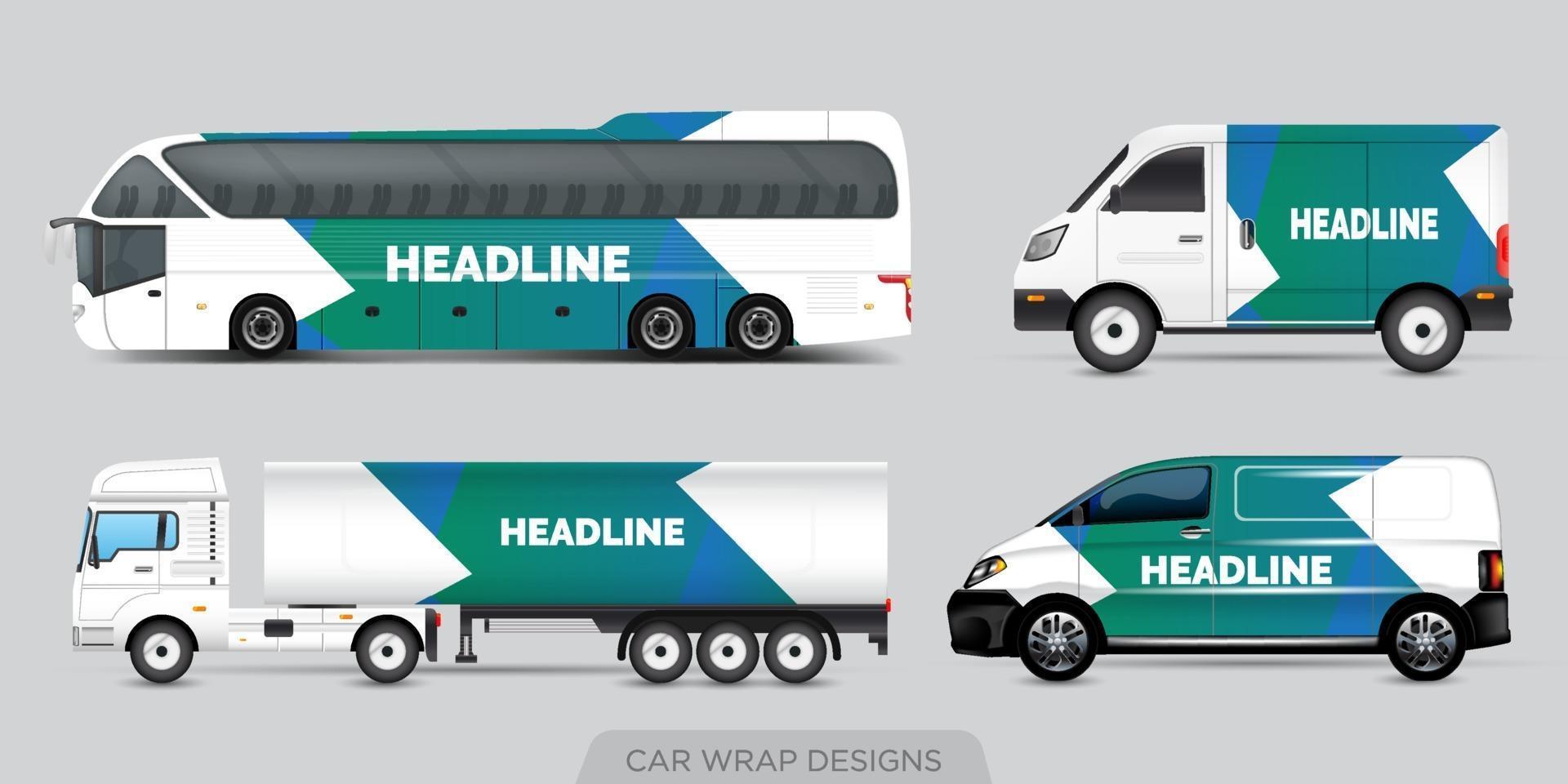 progettazione di annunci di trasporto, concetto di design grafico per auto. disegni grafici a strisce astratte per avvolgere veicoli, furgoni merci, camioncini e livree da corsa. vettore