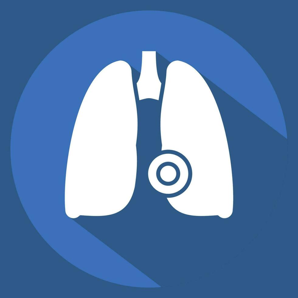 icona polmone patologia. relazionato per corpo dolore simbolo. lungo ombra stile. semplice design modificabile. semplice illustrazione vettore