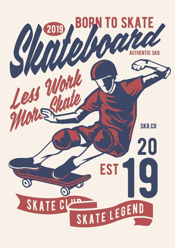 Distintivo vintage club di skateboard, design distintivo retrò vettore