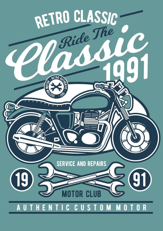 Distintivo vintage moto classico retrò, design distintivo retrò vettore