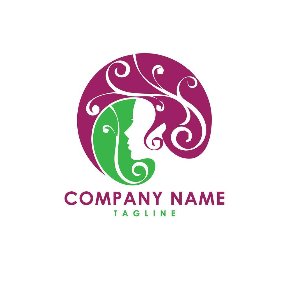 bellezza signora capelli logo design vettore