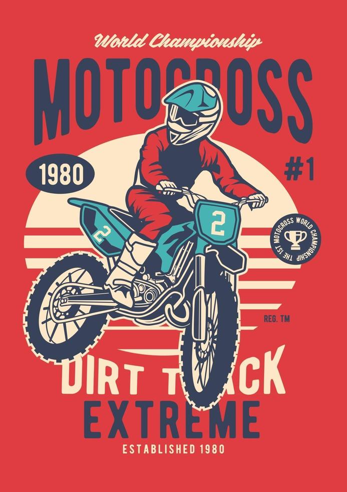 Distintivo vintage di motocross estremo sterrato, design distintivo retrò vettore