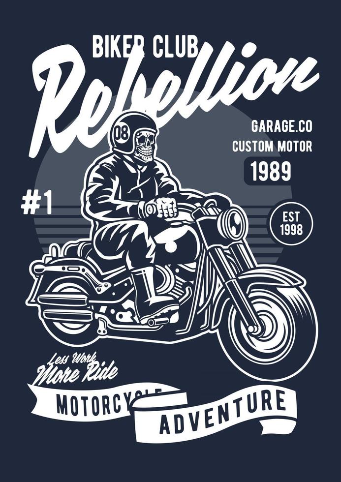 distintivo vintage motociclista teschio, design distintivo retrò vettore