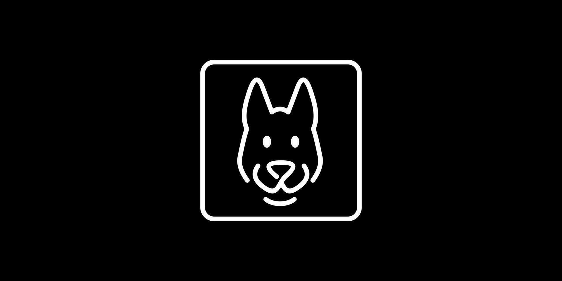 vettore linea cane viso scatola vettore logo design