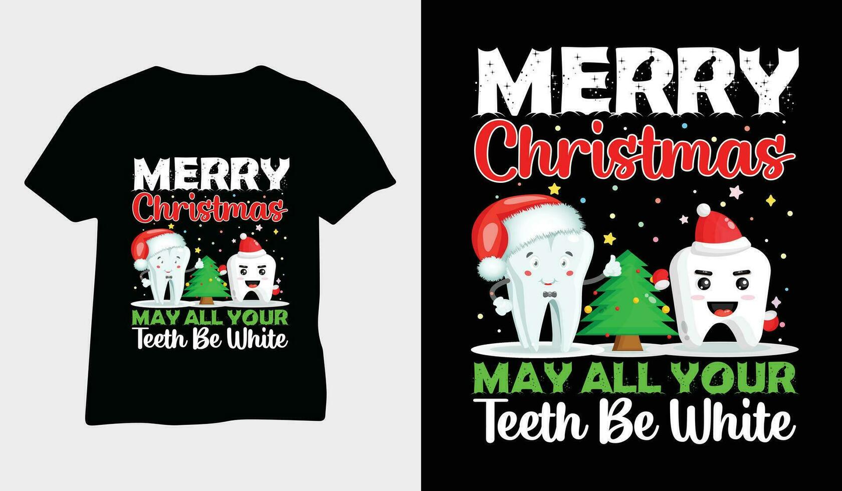 allegro Natale Maggio tutti il tuo denti essere bianca. Natale design elementi, vettore. Natale maglietta deisgn vettore