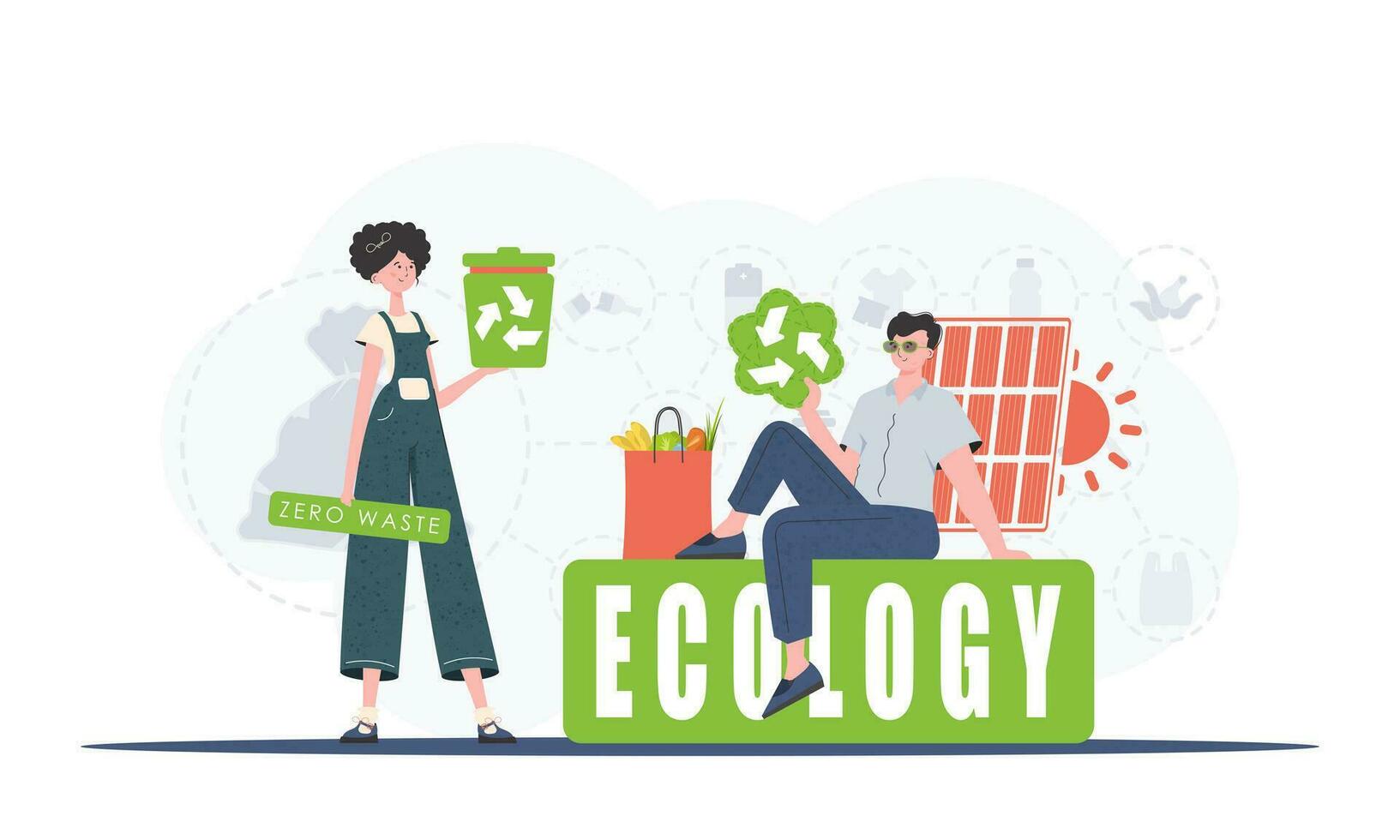 ecologia e verde pianeta concetto. verde in lavorazione industria. ambientale illustrazione per il ragnatela. tendenza stile, vettore illustrazione.