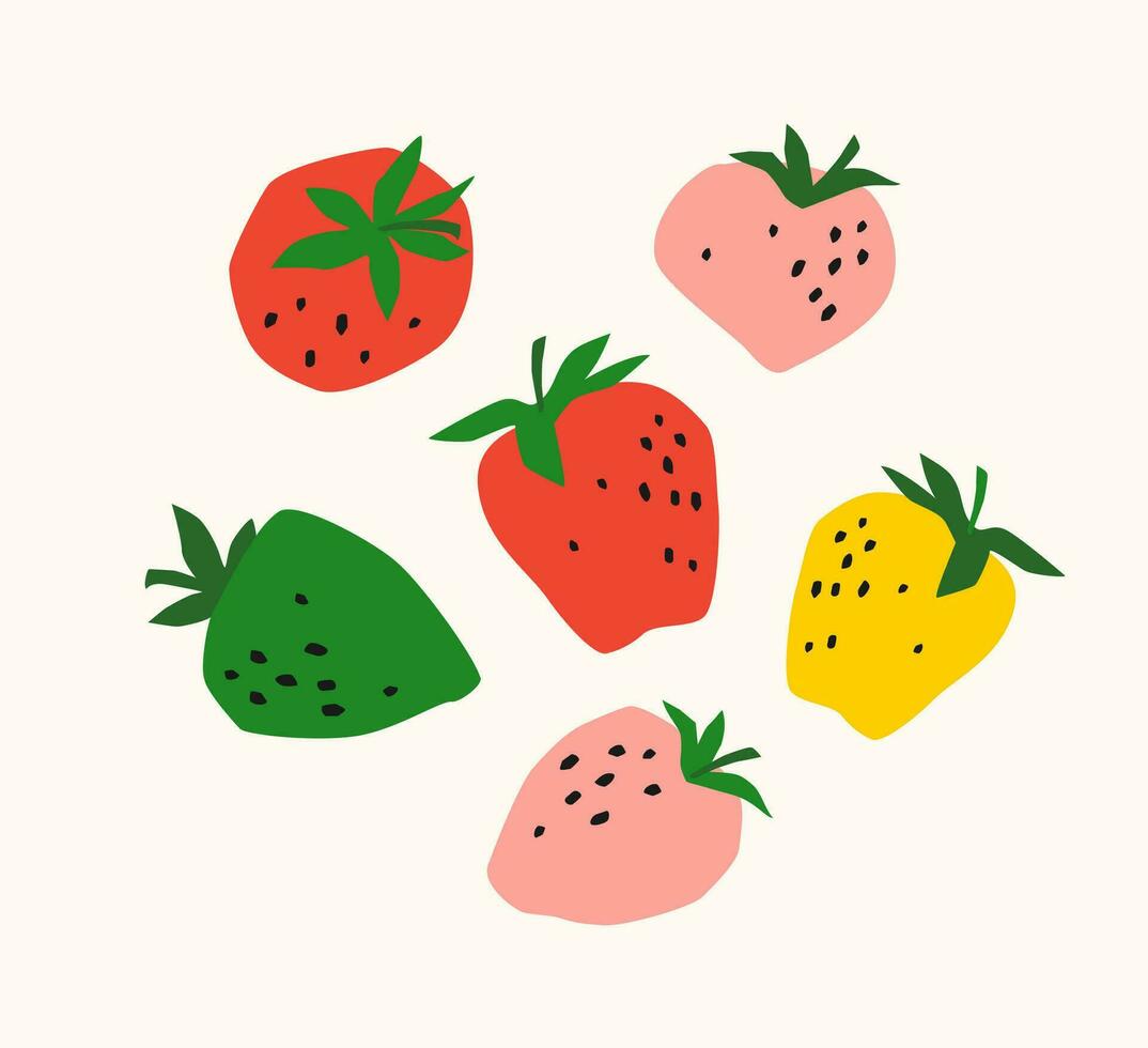 impostato di disegnato fragola. vettore illustrazione. isolato elementi per design